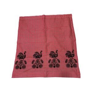 Rooster Embroidered Red/White Gingham Kitchen Curtains 8 Panels, Handmade